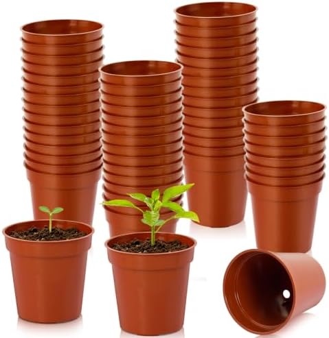 60 Pcs 2 Inch Red Mini Nursery Pots, Seedling Pots with Drainage Holes by Unknown