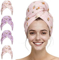 4 Pcs Microfiber Hair Towel Wrap Turban with Bloom for Home Gym Travel by Unknown