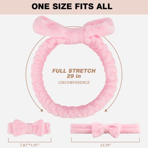 YOOVR 8pcs Spa Headband, Stocking Stuffers for Teen Girls Women (Pink) - Image 2