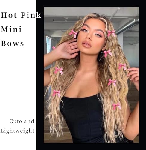 30PCS Bow Hair Clips Hot Pink Mini Hair Bows Kawaii Hair Ribbons Clips Satin Bow Hair Accessories for Women Girls - Image 2