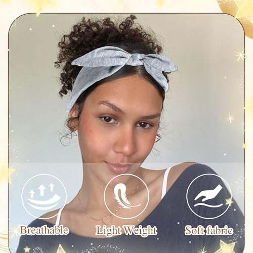 6 Pcs Bow Headbands for Women Boho Rabbit Ears Hair Bands Head Band - Image 5