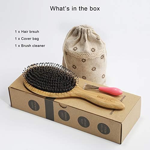 BESTOOL Hair Brush-Boar Bristle Hair Brushes Natural Bamboo Wooden Cushion Massage Anti Static Large Paddle Hairbrush for Women Men and Kid (Round) - Image 6