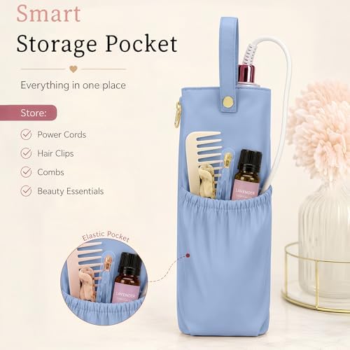 Hot Hair Tools Travel Bag with Heat Resistant Mat, 2-in-1 Hot Tools Organizer for Curling Iron, Flat Iron, Portable Travel Holder & Mat for Women (Blue) - Image 4