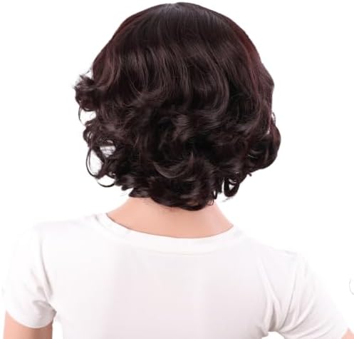 MapofBeauty 11.8 Inch Women Short Curly Side Bangs Fashion Wig, Dark Brown - Image 4