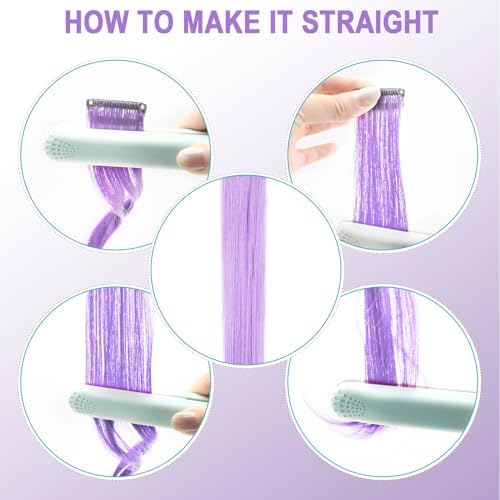 Purple Hair Extensions Clip-in 10 Pcs, Curly Wavy Hairpieces for Women Gift - Image 6