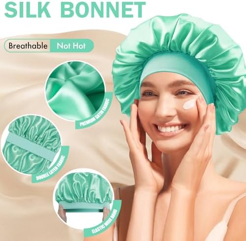 Satin Silk Bonnet for Hair, Double Layer Sleep Cap for Men & Women - Image 3
