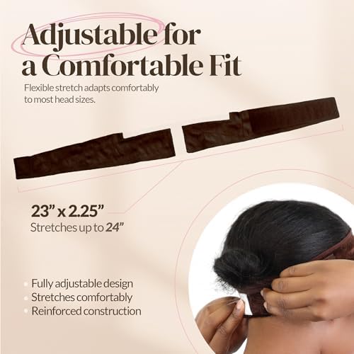 MILANO COLLECTION Wigrip, Premium Lace Wig Band for Women, Fully Adjustable & Reinforced Lace Wig Grip Band by Hairline, Comfortable and Secure Glueless Velvet Headband, Chocolate Brown - Image 6