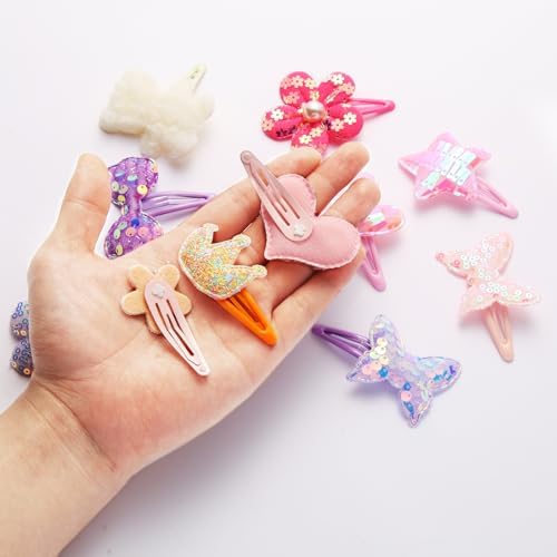 12 Pairs Hair Clips for Girls Hair Accessories for Kid Cute Glitter Toddler Girls Hair Accessory Multicolor Shaped - Image 3