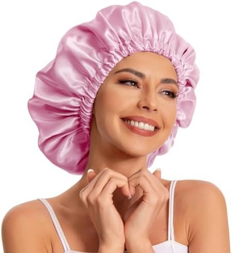 Edoneery Satin Bonnet for Sleeping Women, Double Layer Curly Hair Cap by Edoneery