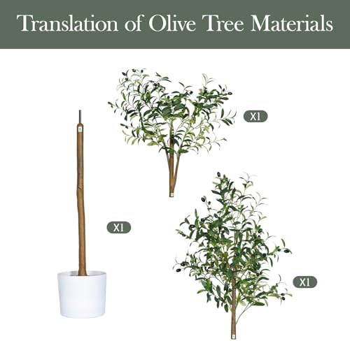 Olive Tree 6FT Fake Tree Faux Plants Indoor with Pot Artificial Tree Nearly Natural Olive Branches and Fruits for Living Room Home Office Decorations - Image 7