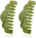 Geiserailie 2 Pcs Jade Combs Gua Sha Stone Scalp Massage Tool by Geiserailie