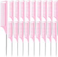 Rat Tail Combs 20 PCS, Parting Combs for Braiding Hair Carbon fiber heat-resistant anti-static,for Sectioning, Parting, Styling Hairs (Pink) by Rabetly
