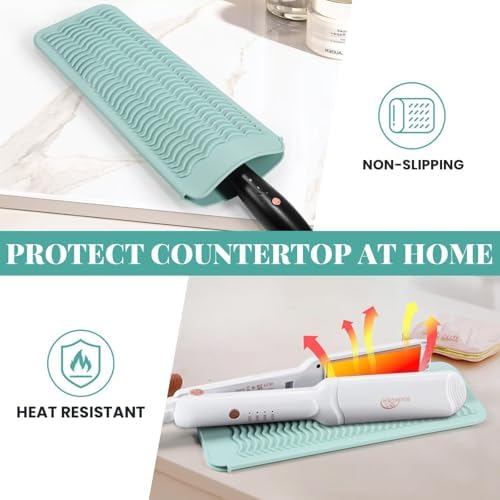 Heat Resistant Silicone Hair Iron Mat, Portable Hot Hair Tools Pad Travel Organizer Pouch for Curling Irons, Flat Irons, Hair Straightener and Hair Styling Tools (Pink) - Image 7