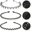 Metal Headband for Men, Non Slip Wave Hair Band, Zig Zag 3 Pcs by KELUBATUbrand