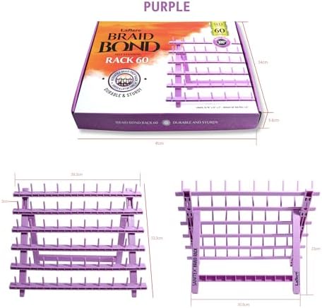 Laflare Braid Rack 60 Spools, PP Braiding Hair Stand, Thread Rack, Sewing Organizer, Quilting, Embroidery - Versatile Extension Holder (Purple) - Image 2