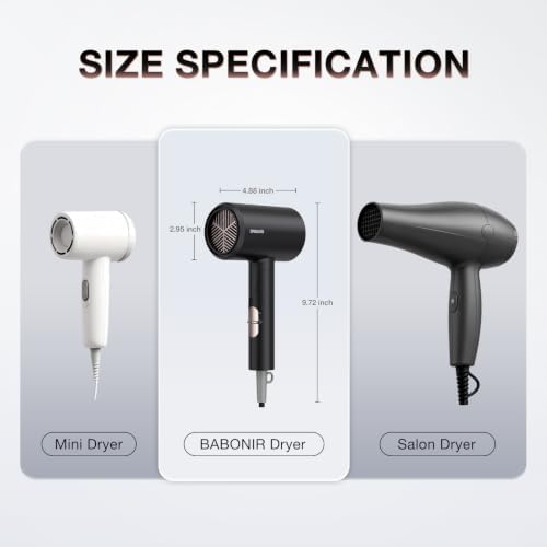 BABONIR 1875W Hair Dryer with Diffuser, Ionic Foldable Blow Dryer, Black - Image 5