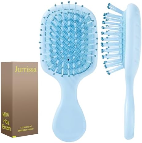 Mini Hair Bursh for Women Men and Kids, Protable Travel Size Hair Brush for Pockets Purses, Mini Detangler Brushes for All Hair Types, Small Paddle Brush for Detangling(Blue) by aestheticspracticality