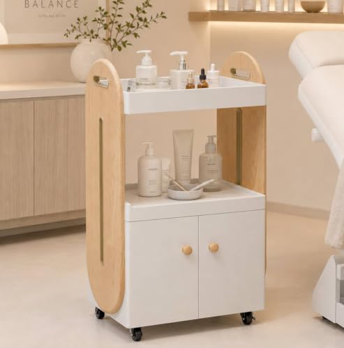 Salon Trolley Cart, Esthetician Cart for Beauty Salon, White by Unknown