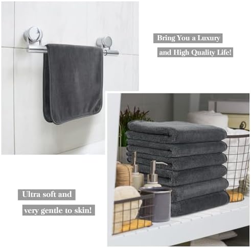 KinHwa Gray Bathroom Hand Towels, Microfiber Face Towels, 11x20 Inch - Image 6