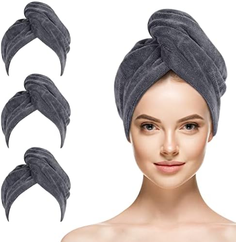 SINLAND Hair Drying Cap Hair Towel for Women 3 Pack Grey by SINLAND