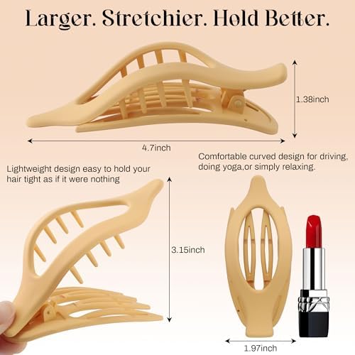 AWAYTR 6Pcs French Flat Hair Clips, Lay Flat Claw Clip for Women - Image 4