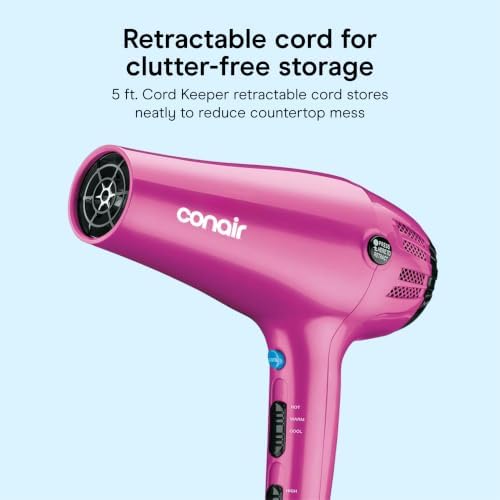 Conair Hair Dryer with Diffuser and Concentrator, 1875W, Pink - Image 6