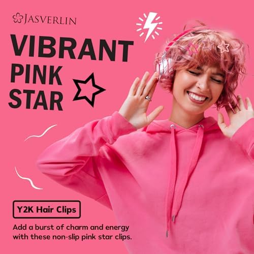 JASVERLIN Pink Star Snap Hair Clips, Y2K Pink Hair Accessories, 36 Pcs - Image 3