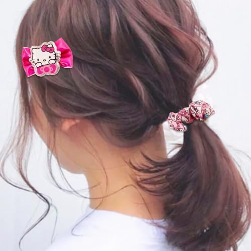 Hello Kitty Hair Accessories Set for Kids - Bundle with 2 Bows, 3 Elastics and 1 Clip, Tattoos, and More | Hello Kitty Accessories for Girls - Image 3