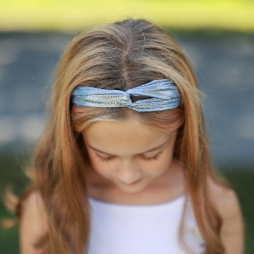 FROG SAC 6 Mermaid Knotted Headbands For Girls, Little Girl Glitter Head Bands, Kids Knot Headwraps, Criss Cross Tie Dye Hair Accessories, Rainbow Turban Hair Bands (Solid Glitter) - Image 3