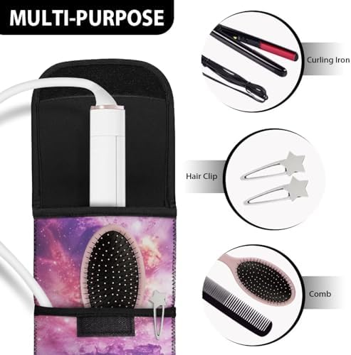 ZOUTAIRONG Curling Iron Holder Neoprene Curling Iron Bag Heat Resistant Hair Dryer and Curling Iron Travel Case for Travel Gym Home Flat Iron Case Green Curling Iron Holder Hot Tools Travel Bag Galaxy - Image 6