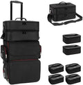 Large Makeup Train Case with Makeup Travel Bag and 4 Clear Makeup Bags for Hairstylist, Hairdresser Bag with Detachable Pouch,Heat Insulation Anti-scalding for Hairdressing Organizer Big wheels by OCHEAL