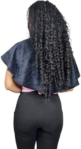 JADASH PRODUCTS Black Microfiber Shoulder Towel Cape, 400 GSM, Bleach-Resistant Salon Barber Hair Coloring Towel with Inner Neck Collar and Buttons, 25 x 30 in, 1 Count - Image 5