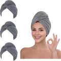 KELVO Microfiber Hair Towel Wrap for Women - Pack of 3, 350 GSM Super Absorbent Quick Dry Hair Turban, Anti-Frizz Head Wrap for Curly, Long & Thick Hair, Soft Hair Drying Towel (3 Gray Solid) by Unknown