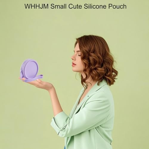 Small Silicone Makeup Bag for Women Round Purse Essentials Portable Cosmetic Accessories Organizer Small Travel Kit Storage Pouch (Purple) - Image 4