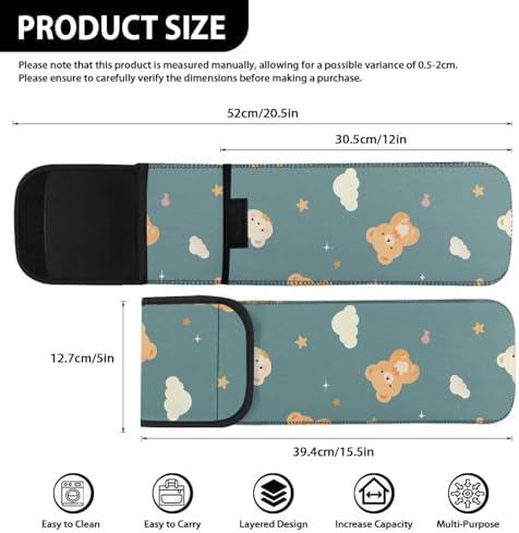 Hair Flat Iron Case Holder Canvas Bag Heat Resistant Curling Iron Silicone Straightener Holder Mat for Hair Tools Curling Iron Organizer Bag Bear - Image 5