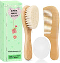 Baby Hair Brush and Comb Set for Newborns & Toddlers | Wooden Baby Brush Set with Soft Goat Bristles l Wood Comb l White Cradle Cap Brush| Ideal for Cradle Cap (3 Piece) by Molylove
