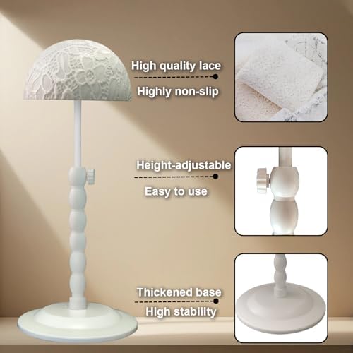 Wig Stand,1pc Adjustable 12"-19" White Non-Slip Wig Head Holder With Lace - Image 5