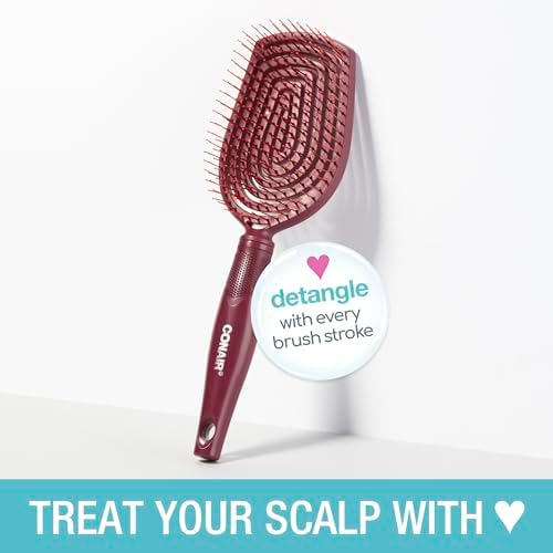 Conair Hair Brush, Scalp Care Detangling, Dual Flex Bristles, Red - Image 2