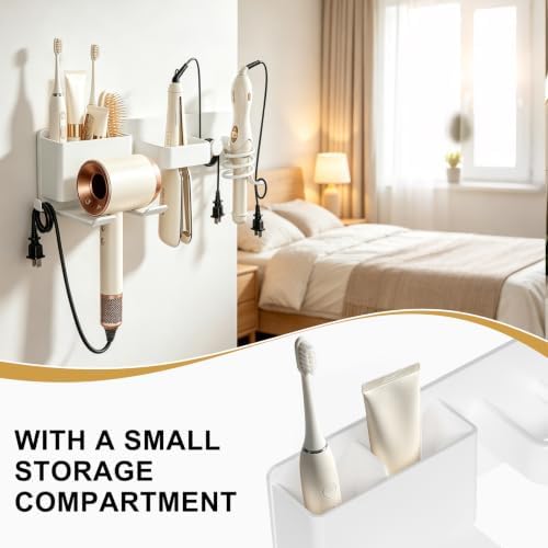 No-Drill Hair Dryer Holder Wall Mount for Bathroom - Image 2