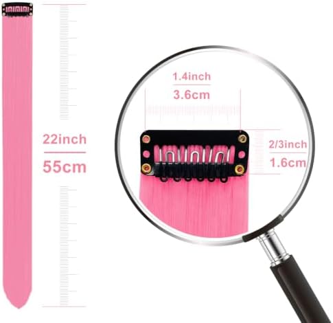 Pink Hair Extensions Clip in Colored Hairpieces Party Gift 14 PCS - Image 3
