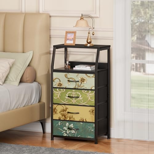 Furnulem Retro Small Dresser for Bedroom, Tall Nightstand with 4 Drawers - Image 6