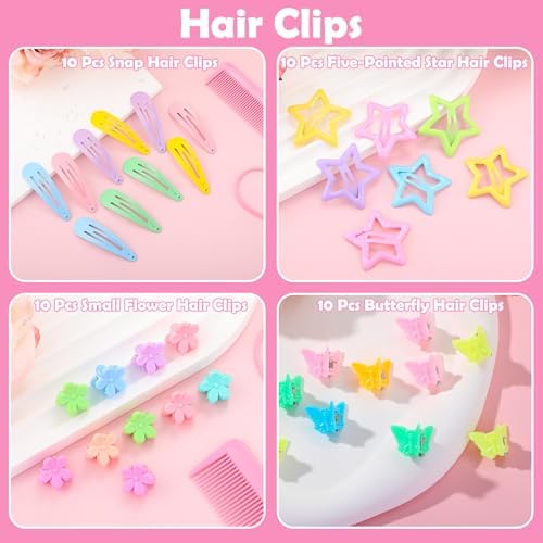 Hair Accessories for Girls, 1695 Pcs Toddler Hair Ties Elastic Hair Ties with Hair Clips Hair Tail Tools, Girls Hair Accessories for Baby Toddlers Kids - Image 4