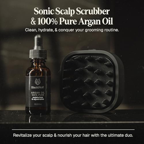 Black Wolf Sonic Scalp Head Massager & 100% Pure Argan Oil Bundle - Image 2