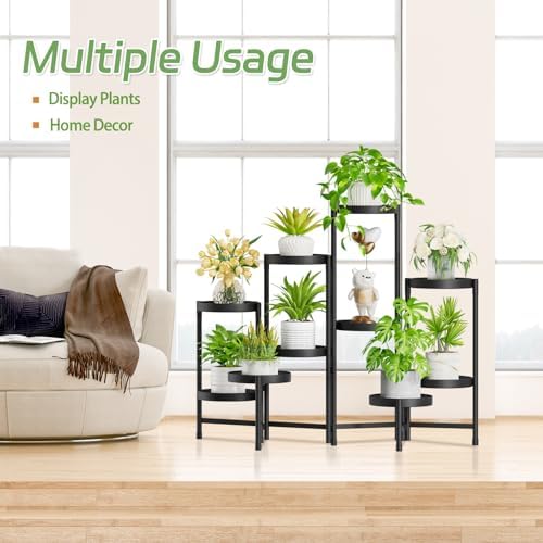 iDavosic.ly Plant Stand Indoor Outdoor, 10 Tier Metal Corner Shelf, Black - Image 5