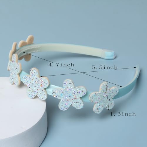 Blue Headbands for Girls Cute Glittery Bow Flower Headband 6 PK - Image 6
