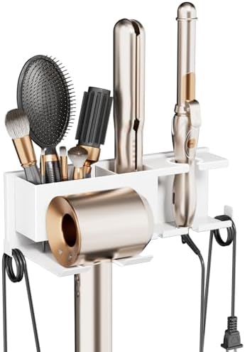 Hair Dryer Holder Hot Tools Organizer, Blow Dryer Holder Wall Mount, Bathroom Hair Tool Organizer Rack for Universal Dryer White by Unknown
