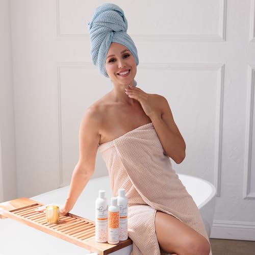 Curly Girl Microfiber Hair Towel Wrap for Women, 41" x 31" Large Quick Dry Hair Towel, Secure Fit with Elastic Strap, Anti-Frizz Hair Plopping Wrap for Long, Thick Hair - Image 5