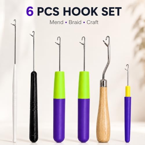 Nalexmi Crochet Hooks for Hair, Latch Hook Crochet Needle Set for Braiding, Locs, Dreadlocks and Passion Twist Extensions, with Tail Comb and Duckbill Hair Clips, Pink Styling Kit - Image 2