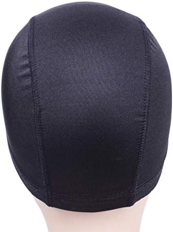 YANTAISIYU 2 Pcs/Lot Black Dome Cap Wig Caps Stretchy Wig Cap with Wide Elastic Band for Making Wig (Dome Cap L) - Image 5