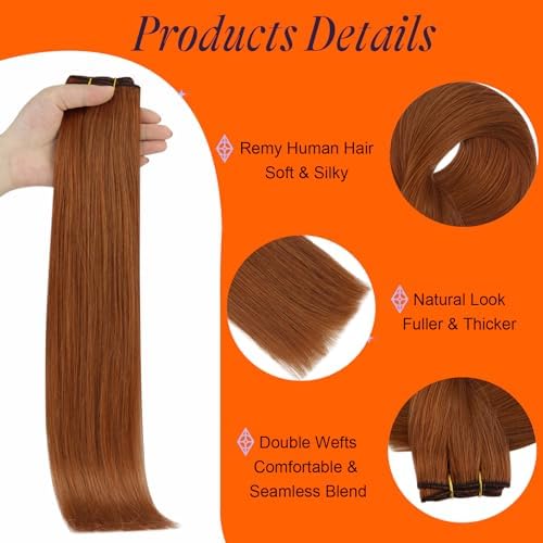 Full Shine Invisible Weft Hair Extensions Human Hair Sew In 16 Inch 105g - Image 3